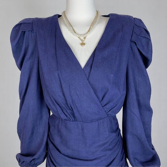 NWT Elliatt Saga Linen Mini Dress - Navy - Picture 7 of 10